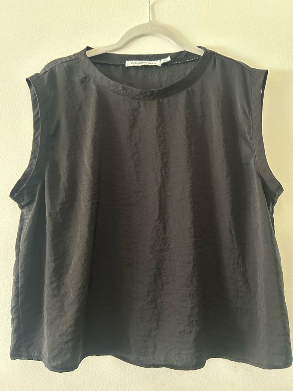 Calvin Klein Jeans Black Sleeveless Satin Tank